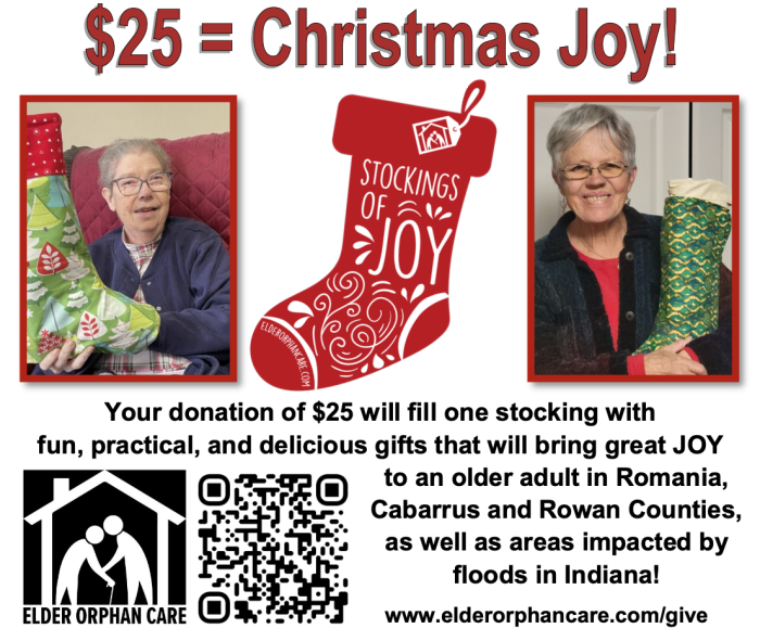 25 dollars sponsors one Christmas Stocking of Joy