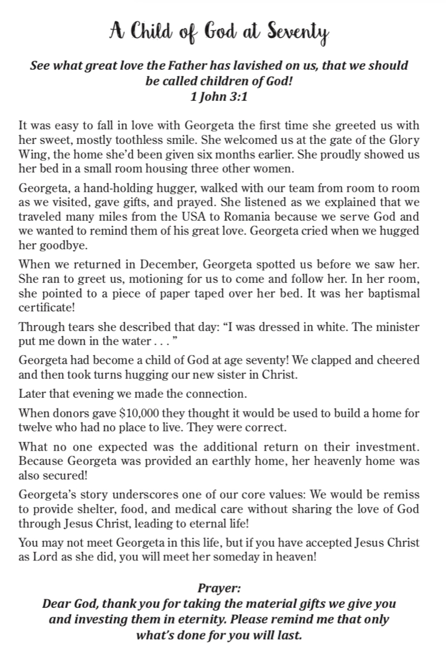 The story of Georgeta who became a child of God at age 70