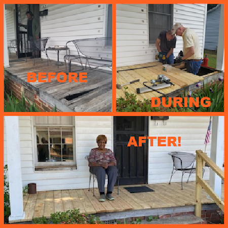 Helping Hands volunteers fixed an unsafe porch for an EOC friend