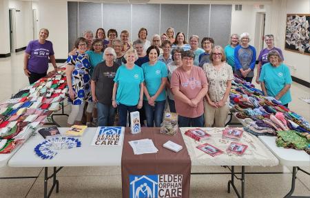 The Stitch N Go sewing group in Springfield, Illinois makes hundreds of stockings and hats for EOC each year